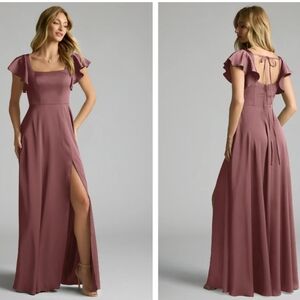 NWT Azazie Bondi Vintage Mauve Pink Women's A8 Bridesmaid Dress Maxi Long Size 8